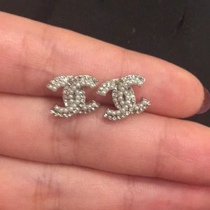 Classic Chanel crystal and pearl earrings